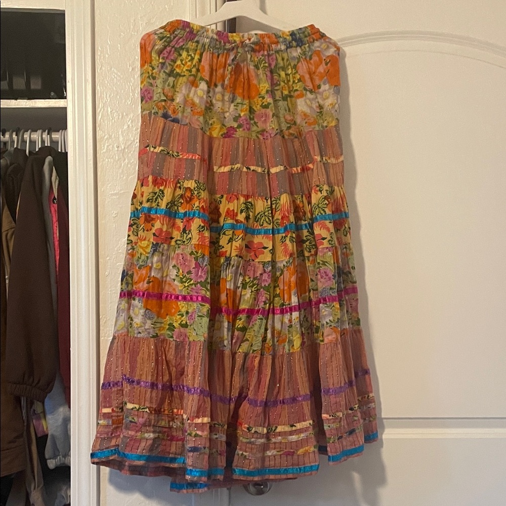 Colorful Floral Patchwork Maxi Skirt